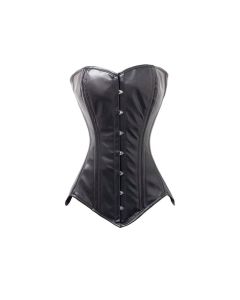 Black Pvc Corset Sexy Bon Strong Boned Corset Up Overbust Waist 
