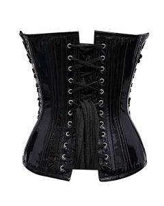 Black PVC Waist Training Overbust Corset