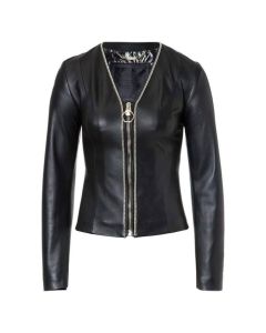 Black Ladies Leather Jacket