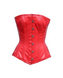 Giggs Steel Boned Red Sheep Nappa PVC Corset 