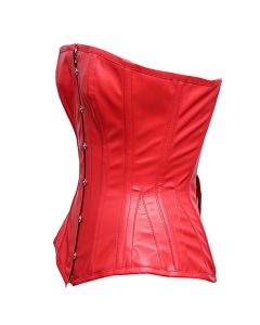 Giggs Steel Boned Red Sheep Nappa PVC Corset 