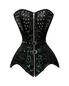 Heavy Duty 26 Double Steel Boned Waist Training Brocade Pvc Overbust Tight Shaper Corset