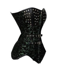 Heavy Duty 26 Double Steel Boned Waist Training Brocade Pvc Overbust Tight Shaper Corset