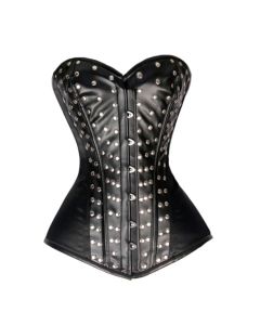Heavy Duty 26 Double Steel Boned Waist Training Faux Leather Overbust Tight Shaper Corset