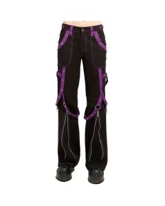 Ladies Multi Eyelet Pants Black Purple-1