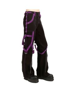 Ladies Multi Eyelet Pants Black Purple-1