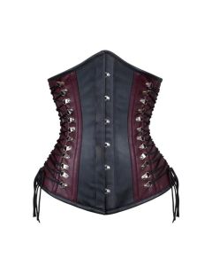 Laverne Steampunk Underbust Lerther Corset Cross at Sides