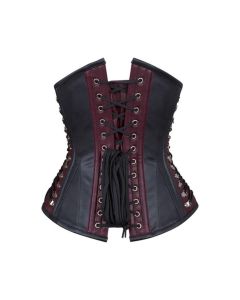 Laverne Steampunk Underbust Lerther Corset Cross at Sides