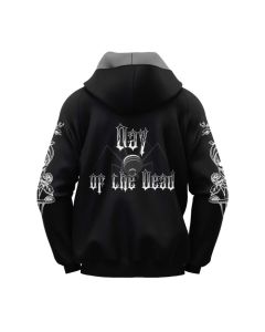 Sublimated Black Floral Snake Skull Gothic Hoodie WOMEN
