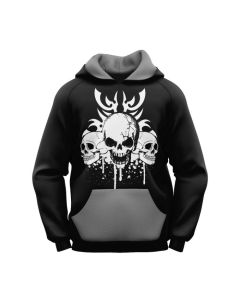Lady Sublimated Black Skull Tribe Gothic Hoodie