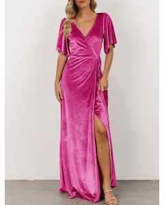 Velvet Maxi Dress Bell Sleeve  Party Dresses