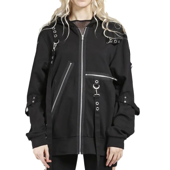 New Ladies Women Black CLASH HOODY Jacket