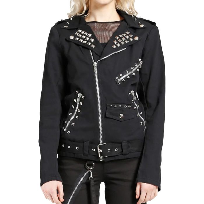 New Ladies Women Black JUDAS MOTO Jacket