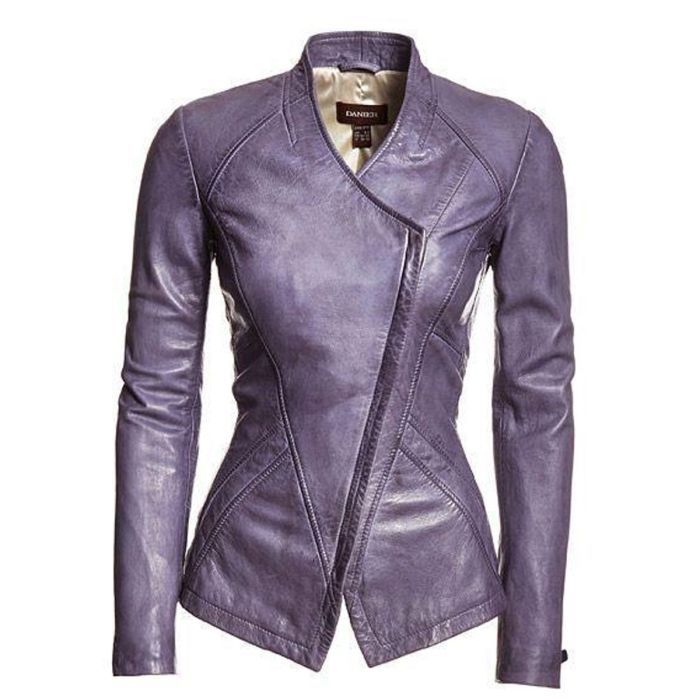 Lady Purple Leather Jacket