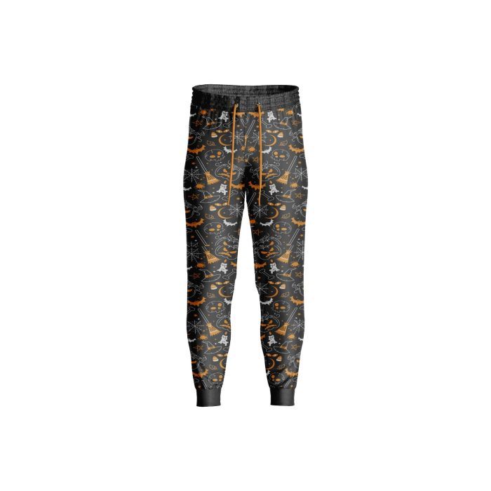 Women's Sublimated Black Halloween Pattern Gothic Trousers