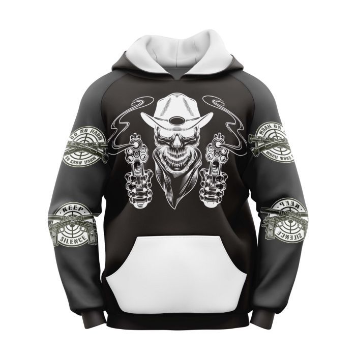 Sublimated Gun Skull Gothic Hoodie