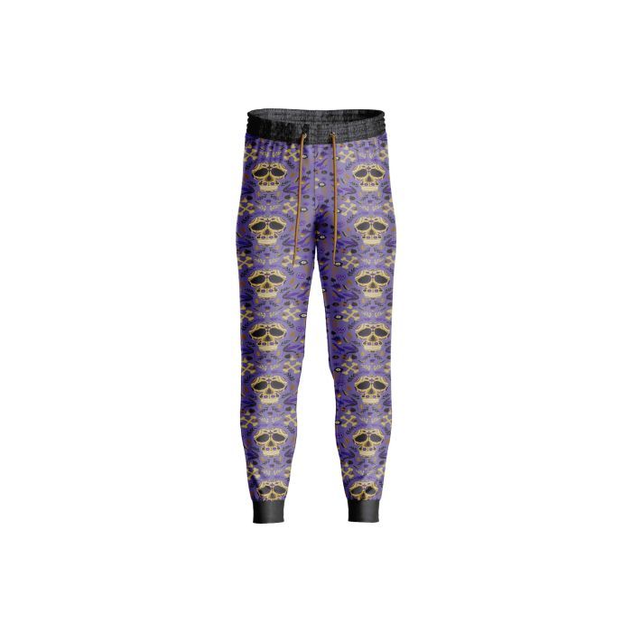 Women's Sublimated Purple Bone Skull Gothic Trousers