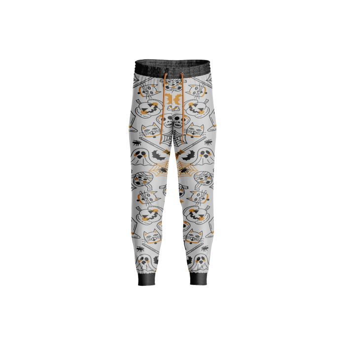 Sublimated White Halloween Pattern Gothic Trousers