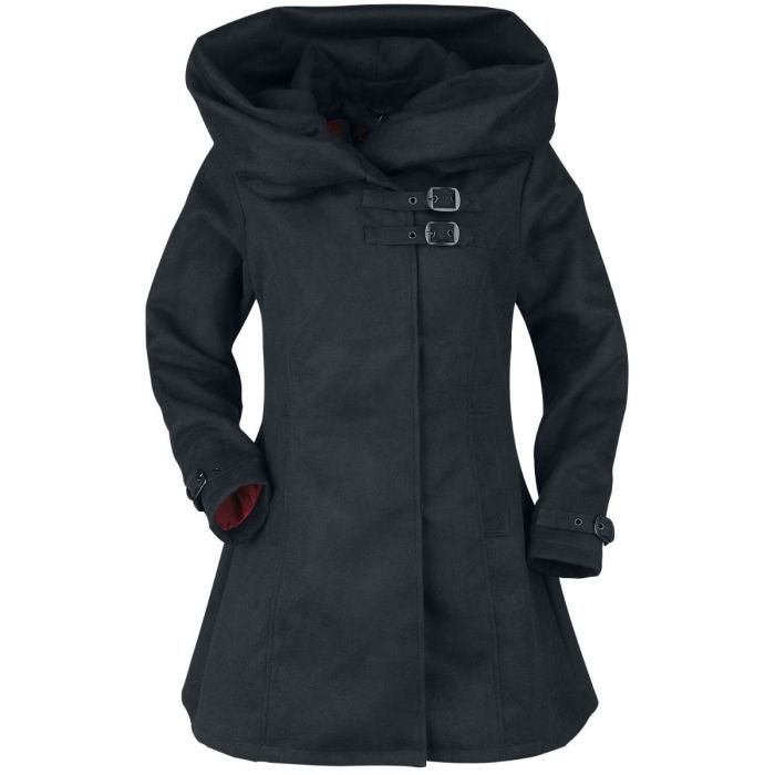 Women Basics Gothic Cinderella Coats Black 100% Cotton