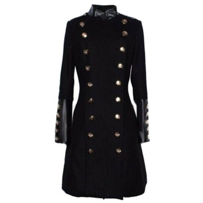 Women Military Double Breasted Slim Long Gothic Coat