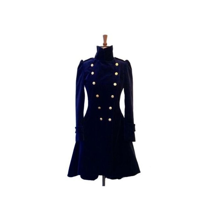 Women Velvet Coat Double Breasted Women Gothic Velvet Clothing