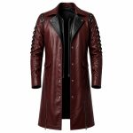 Crimson Reign Leather Trench Coat
