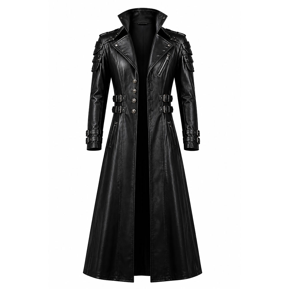 Shadow-Dominion-Leather-Trench-Coat-front Shadow Dominion Leather Trench Coat - Image 1