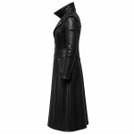 Black & Burgundy Gothic Leather Long Coat - Image 3