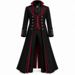 Black & Burgundy Victorian Gothic Long Coat