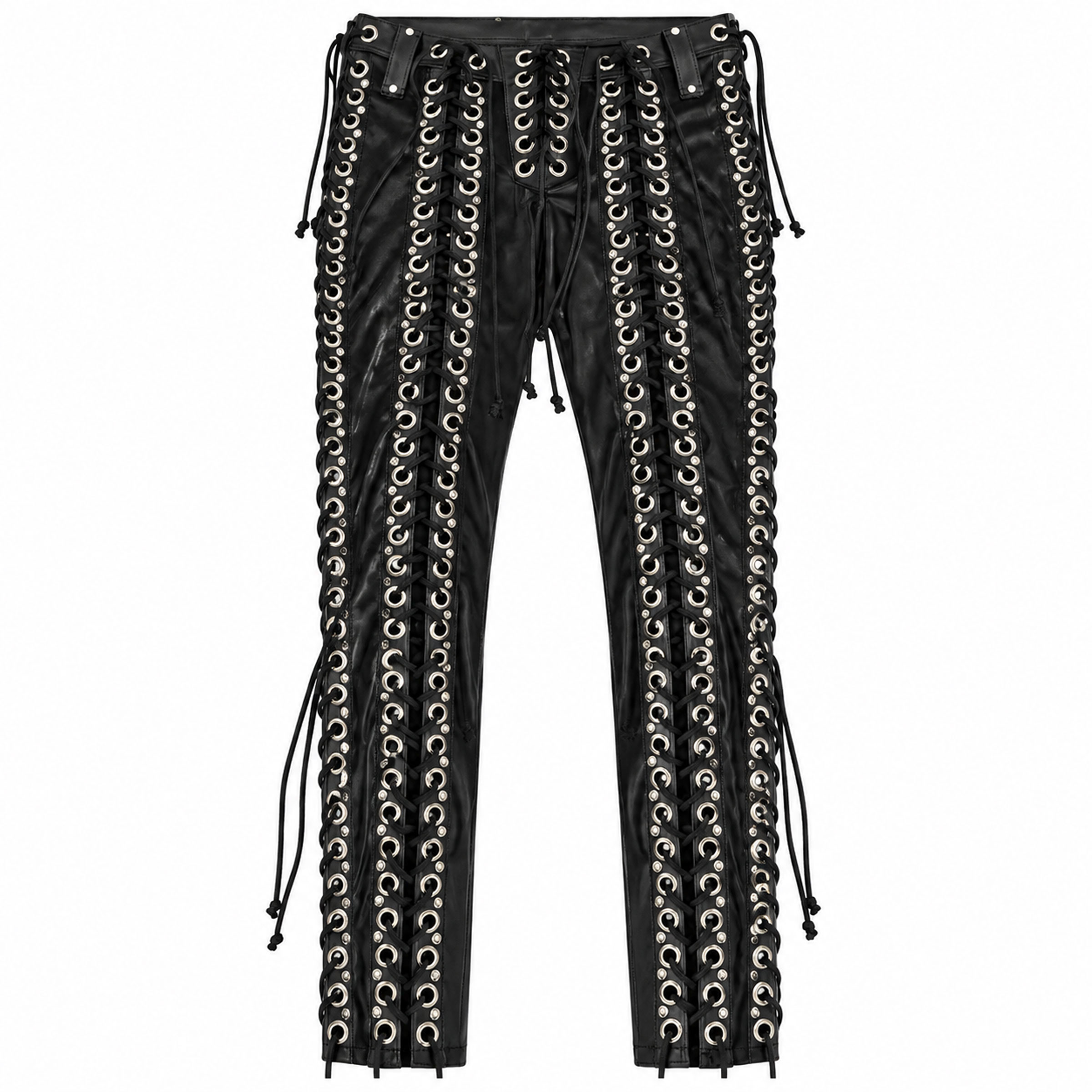 Black-Gothic-Corset-Lace-Up-Pants-front Black Gothic Lace-Up Corset Pants - Image 1