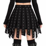 Black Studded Pleated Mini Skirt - Image 3