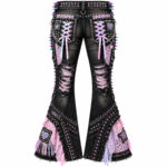 Black Y2K Studded Flare Pants - Image 2