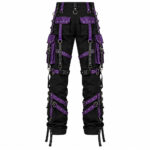 Black & Purple Gothic Techwear Cargo Pants - Image 3
