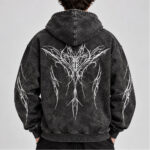 Distressed Gothic Graphic Oversized Hoodie - Image 2