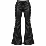 Women’s Black Lace-Up Flare Pants