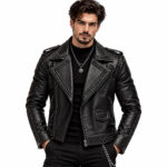 Men’s Black Studded Biker Jacket