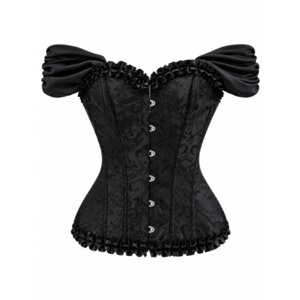 Black Brocade Off-Shoulder Corset Top