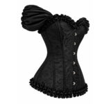 Black Brocade Off-Shoulder Corset Top - Image 3