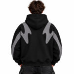 Black & Gray Graphic Oversized Hoodie - Image 2