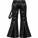 Men’s Black Punk Buckle Flare Pants - Image 3