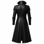 Black Gothic Leather Trench Coat - Image 3