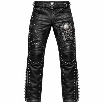 Men's Black Studded Gothic Biker Pants
