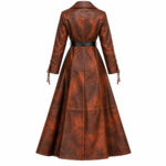 Vintage Brown Leather Gothic Long Coat - Image 2