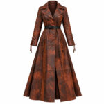 Vintage Brown Leather Gothic Long Coat