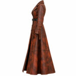 Vintage Brown Leather Gothic Long Coat - Image 3