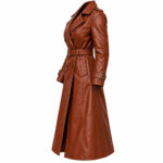 Women's Brown Leather Trench Coat - Image 3