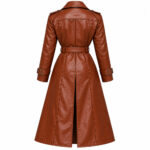 Women's Brown Leather Trench Coat - Image 2