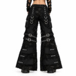 Gothic Lace Strap Wide Leg Pants – Black - Image 3