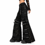 Gothic Lace Strap Wide Leg Pants – Black - Image 2