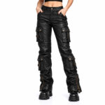 Women’s Black Leather Cargo Pants